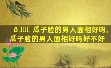 🐋 瓜子脸的男人面相好吗,瓜子脸的男人面相好吗好不好